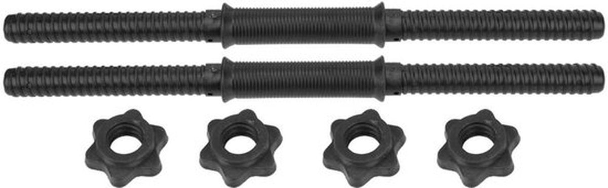 Halterstangen set van 2 - 45 cm x 24 mm - Korte Halterstang - Gewichthefgrepen - Antislip handgreep - Veiligheidskragen - Dumbbells