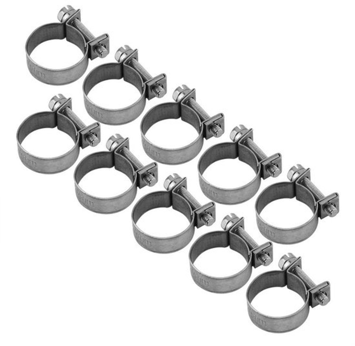Slangklemmen Assortiment 10 Stuks - Roestvrij Staal - Brandstofslang Klemmen - Waterdicht - Anticorrosief - Diverse Maten 18-20mm - Pijpklemmen