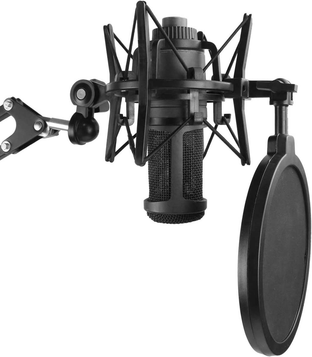 SnelShoppen - Professionele Schokmount met Popfilter voor AT2020 Microfoon - Vermindert Vibration Noise - Ideaal voor Audio-opnamen, Geluidsproductie,