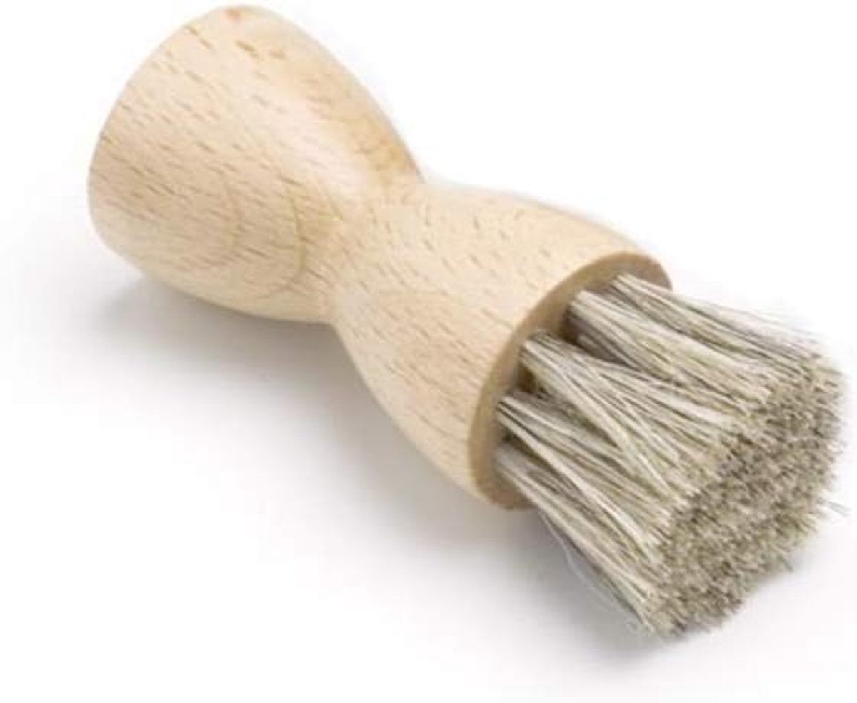 SnelShoppen - Cream Brush Schoenborstel - Paardenhaar - Ideale Schoenreiniger voor Schoencrème en Schoenonderhoud - Houten Handvat - 50x22mm - Kleurel