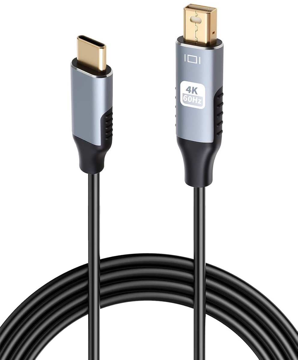 SnelShoppen - USB-C naar Mini DisplayPort Adapter 1.8m - 4K/60Hz, Full HD, Plug & Play, Dynamic HDR - Perfect voor MacBook, iPad Pro, Gaming, Thuiswer