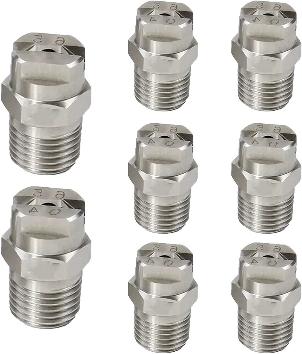 Hoogdrukspuitkop 1/4 Inch - 8 Stuks, 65 Graden Spuitmond voor Hogedrukreinigers, RVS Nozzles voor Efficiënt Reinigen en Verwijderen van Vuil