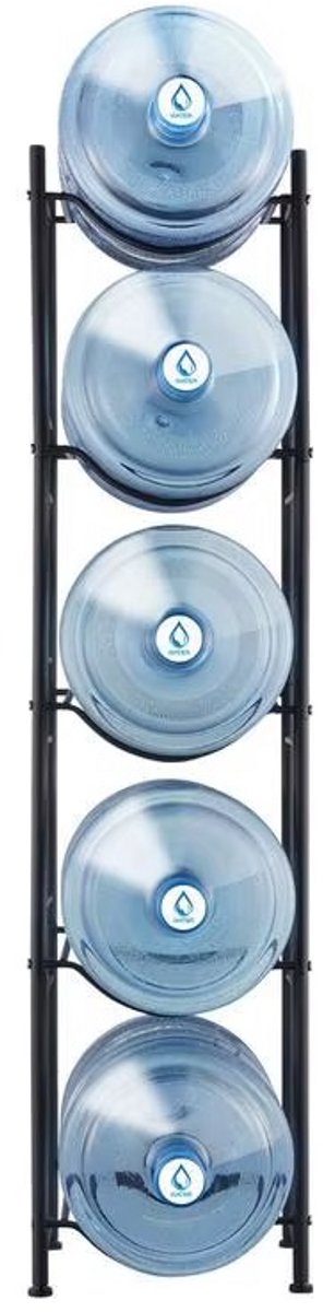 JOYNEXTBUY – Waterflessenrek 5 Etages – Waterkanhouder voor 5 Waterflessen – Geschikt voor 18,9 Liter Waterflessen – Staal – Zwart