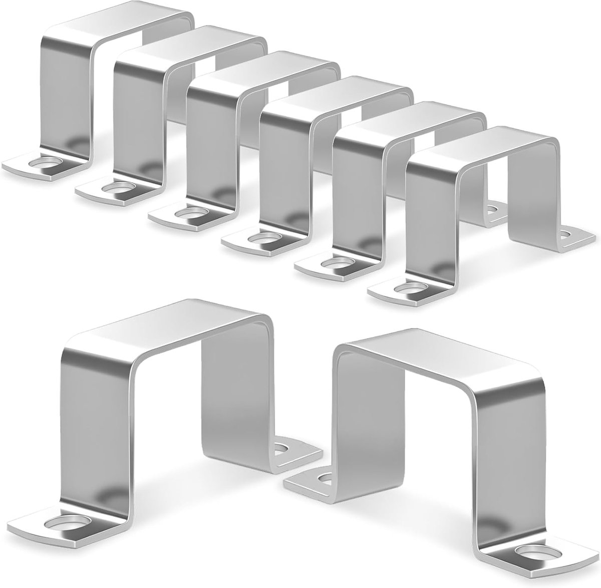 SnelShoppen - 8 Stuks 50x50mm Vierkante RVS 304 U Vorm Klemmen voor Deuren, Ramen, Waterleidingen en Buizen - Makkelijk te Installeren en Betrouwbaar