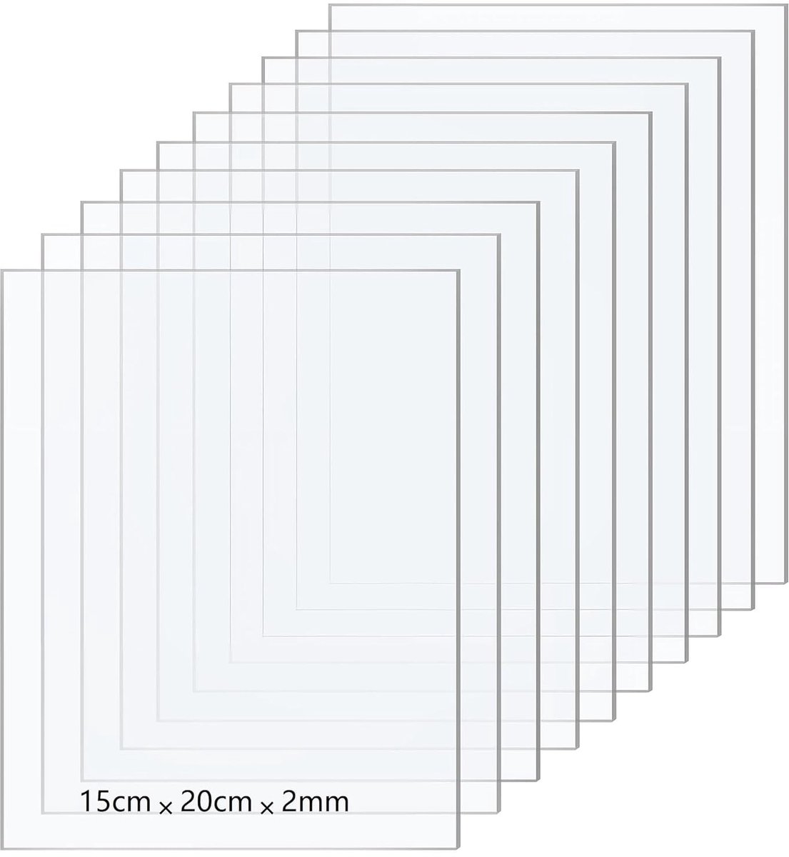 SnelShoppen - 10 Stuks Duidelijke Acrylplaten 2mm Dik - Transparante Perspex Bladen voor Fotolijsten, Display Projecten, Schilderen en DIY Klussen