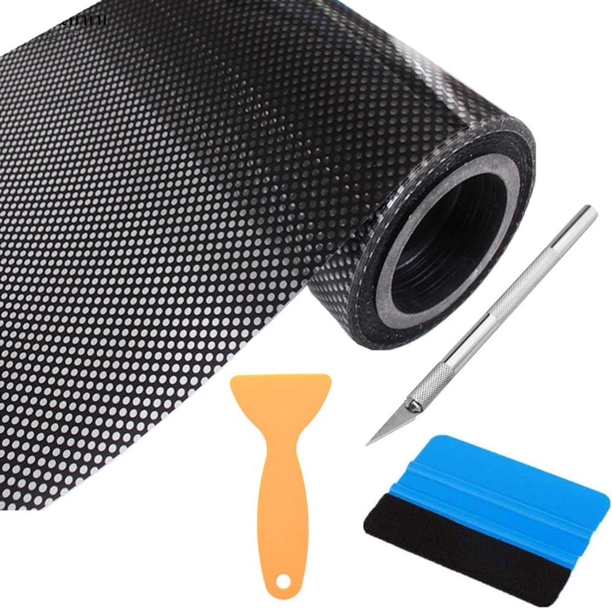 SnelShoppen - 30 cm x 200 cm Zwarte Auto Raamfolie - Perforated Privacy Film - Geprint Privacy Screen - Inclusief Montage Gereedschap