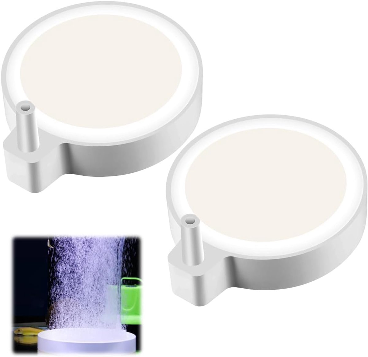 SnelShoppen - Pack van 2 Nano Bubble Stones voor Aquarium 5 cm | Luchtsteen Aquarium Lucht Diffuser, Ultra Micro Bellen, Geluidsloze Nano Luchtsteen v
