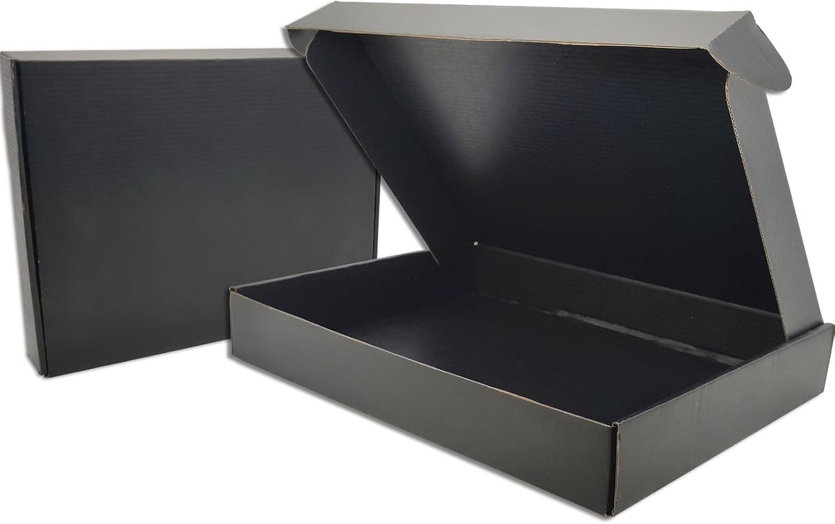 SnelShoppen - Medium Mailing Boxes 330x254x50mm - Zwarte Verzenddozen van Karton voor Verzenden en Verpakken - 25 Stuks - Perfect voor Cadeaus en Klei