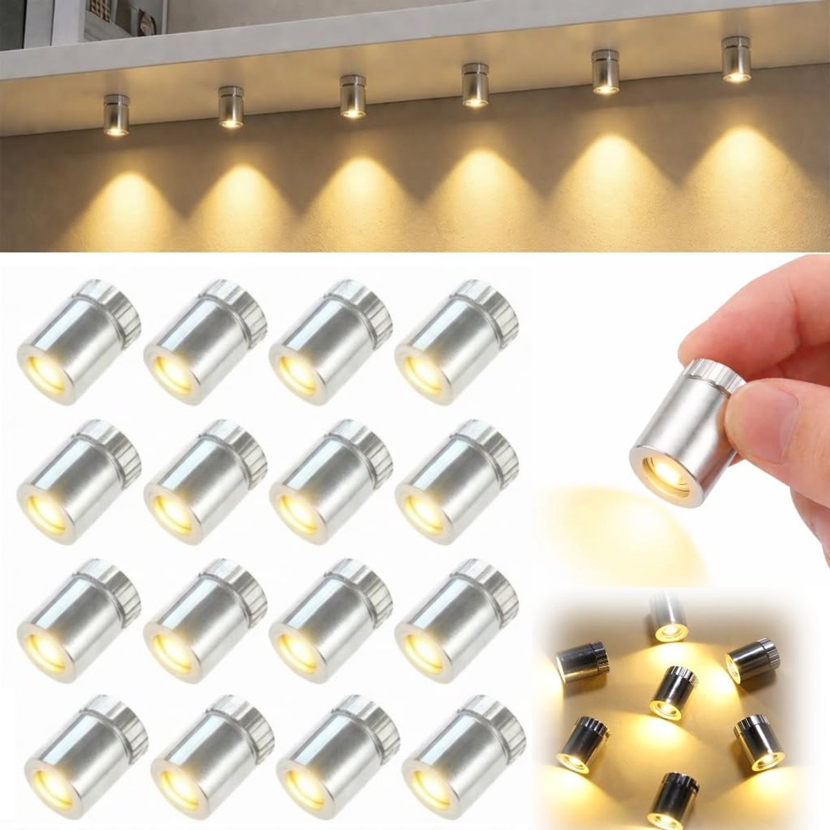 SnelShoppen - 16 Stuks Mini LED Lichten, Batterij Aangedreven Kleine LED Lampjes voor DIY Creaties, Poppenhuis Decoratie, Papieren Lantaarns, Bruiloft