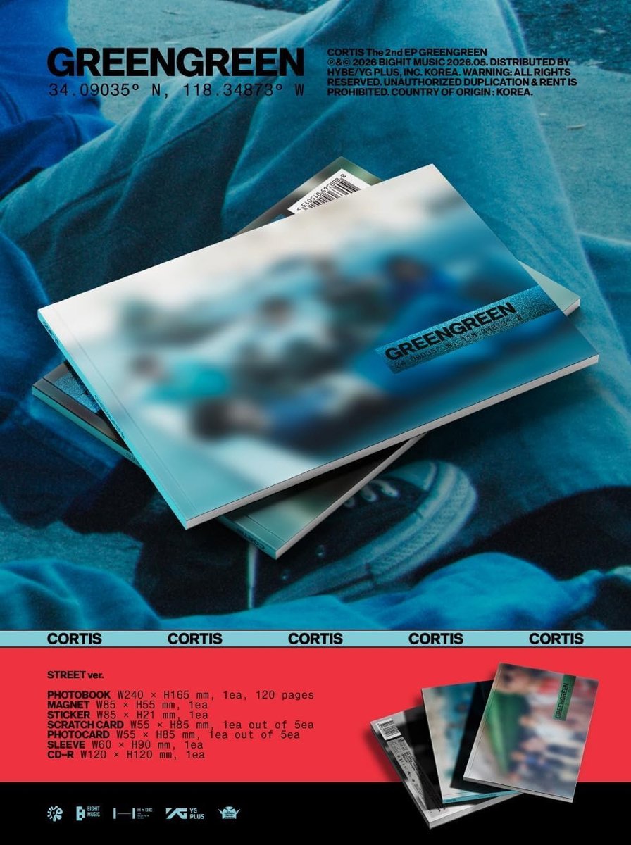 SnelShoppen - CORTIS 2nd EP Album GreenGreen (STREET ver.) CD met 120 pagina's fotoboek, magnet, sticker, scratch card & photo card - Perfect voor muz