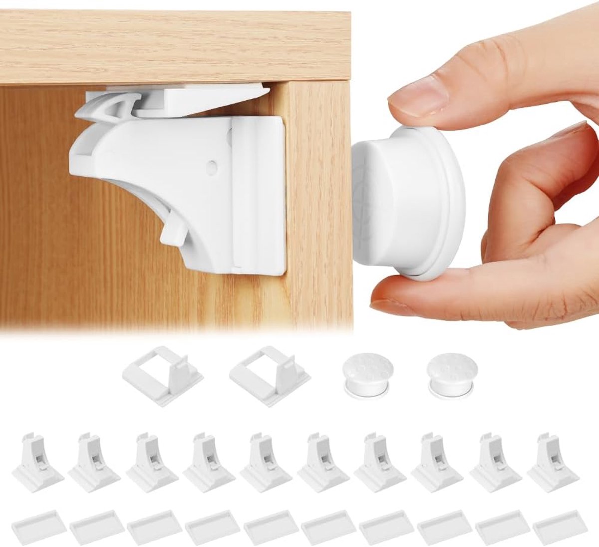 SnelShoppen - Magnetische Kastsloten voor Kinderen, Veiligheidssloten voor Keuken, 10 Stuks + 2 Sleutels, Onzichtbare Babyproofing, Geen Schroeven of