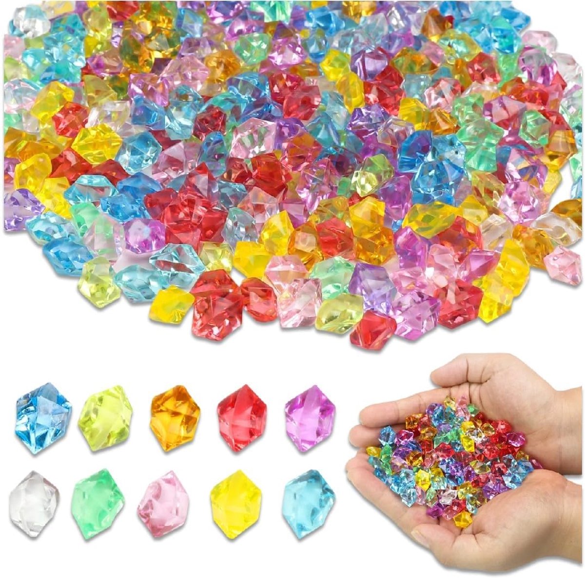 SnelShoppen - 400 Pcs Kleurrijke Acryl Diamanten voor Kinderen - Decoratieve Stenen voor Vazen, Bruiloften, Feestjes, Creatieve Projecten, Sandbox, Vu
