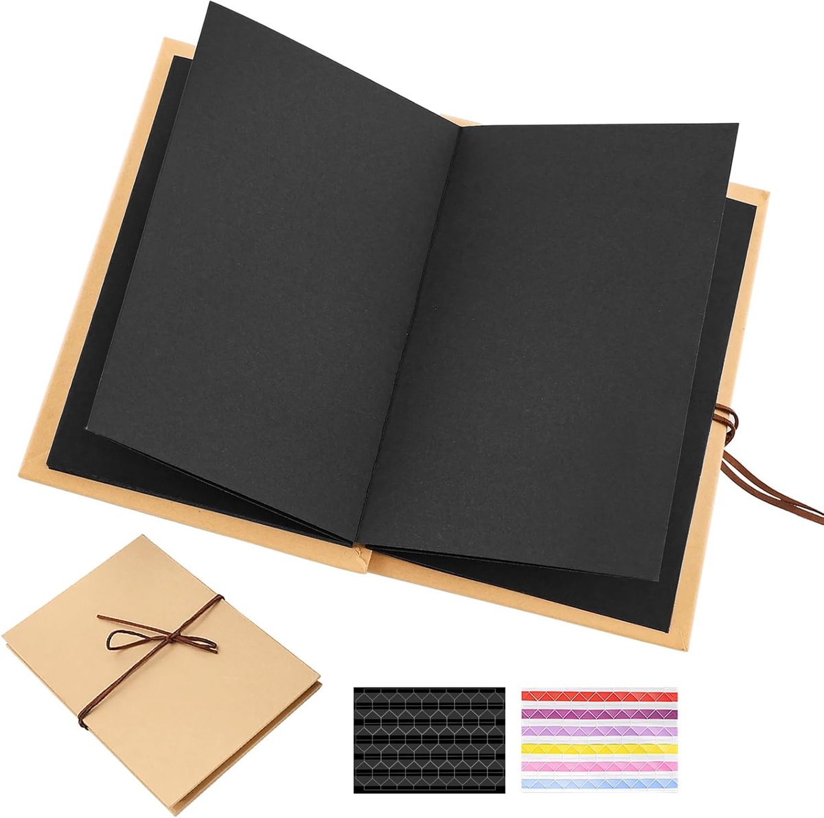 SnelShoppen - Mini Fotoalbum 5 Inch, Klein Fotoalbum 17.5 x 11.5 cm, Vouwbaar DIY Foto Boek, 34 Pagina's voor 68 Foto's, Zwart, Perfect voor Trouwen e