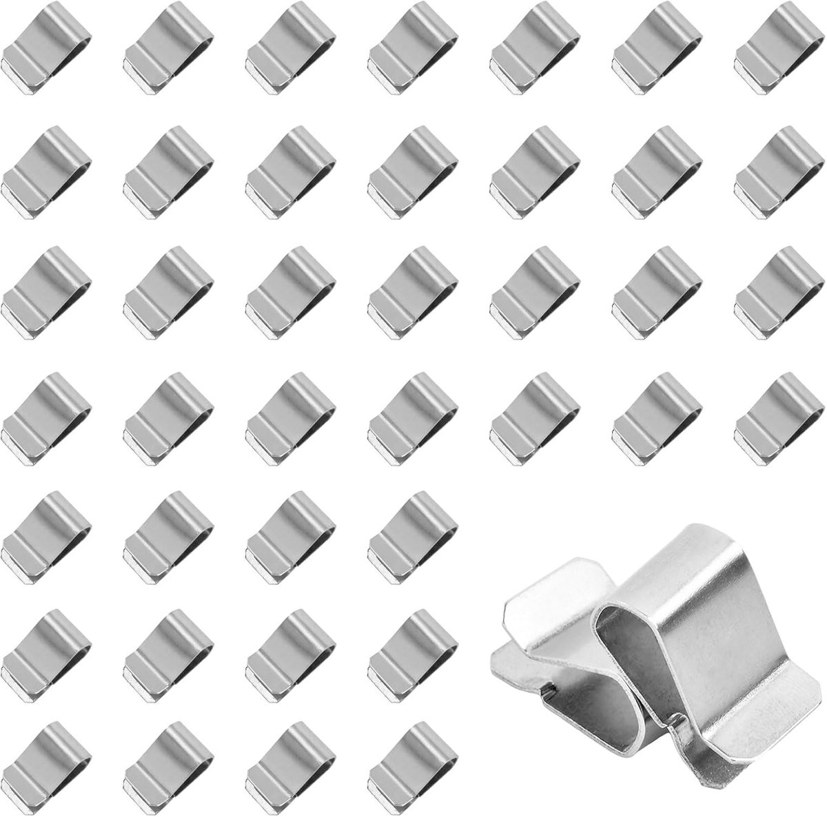 SnelShoppen - 40 Stuks RVS U-Clip Bevestigingsset, Roestvrijstalen Veerklemmen voor Zonnepanelen, 21 x 12 mm, Zilver, Ideaal voor Zonne-energie Projec