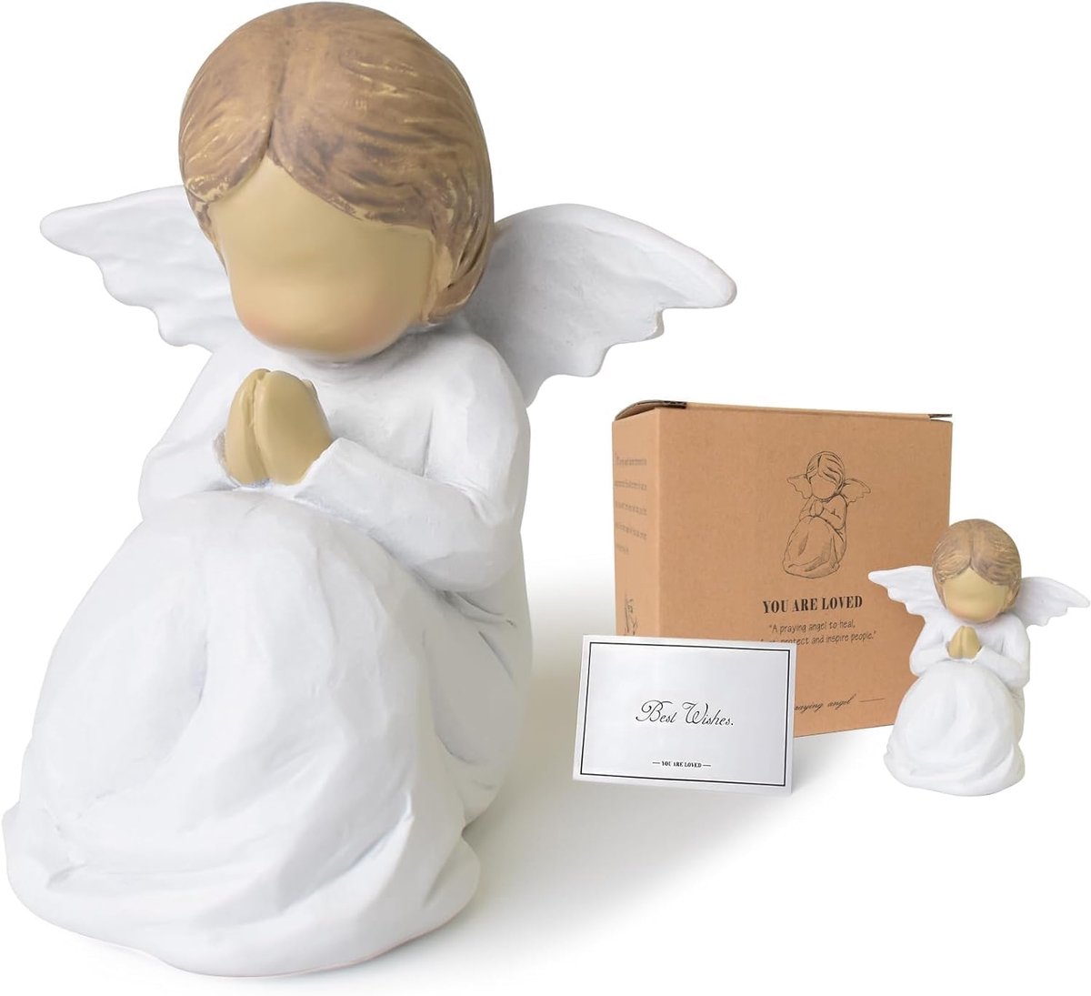 SnelShoppen - Prayer Angel Statue - Beschermengel Beeldje voor Vrouwen - Doop, Communie, Bevestiging & Verjaardag Cadeau voor Meisjes - Religieus Gesc