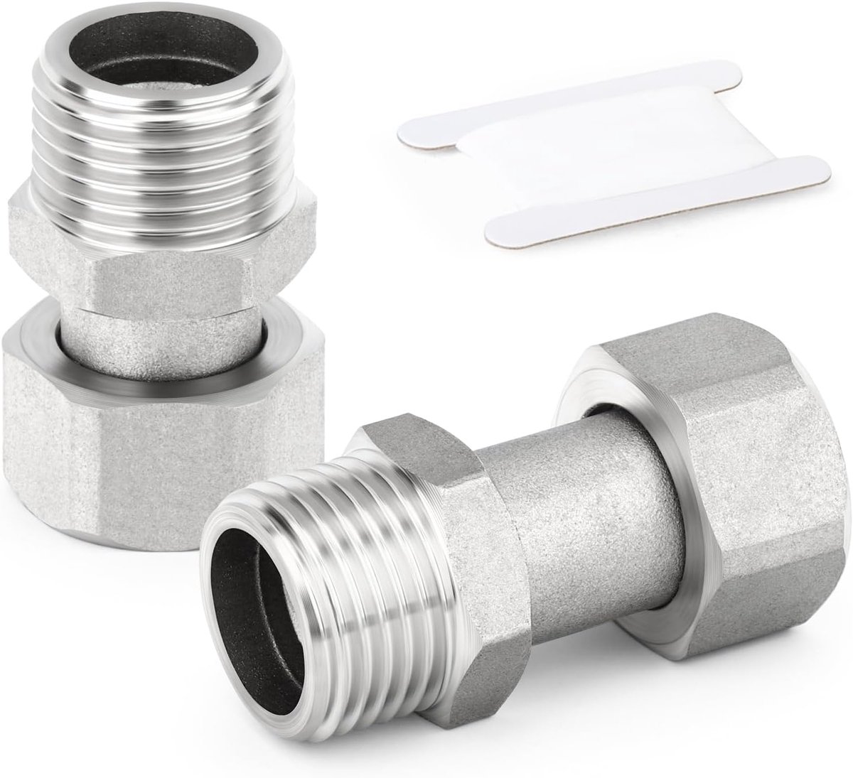 SnelShoppen - 2x 47mm 304 RVS Flexibele Aansluitconnector 1/2" BSP Mannetjes en Vrouwtjes voor Douchearm, Sprayer en Hoekklep