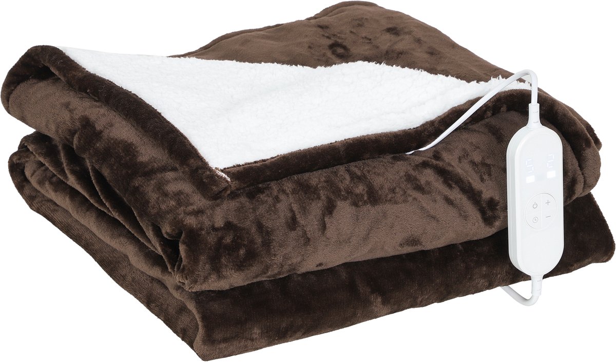 VIEMAE Elektrische deken - Warmtedeken - Elektrische deken 1 persoons - Met timer - 9 temperatuurniveau's - 180x130 cm - Bruin