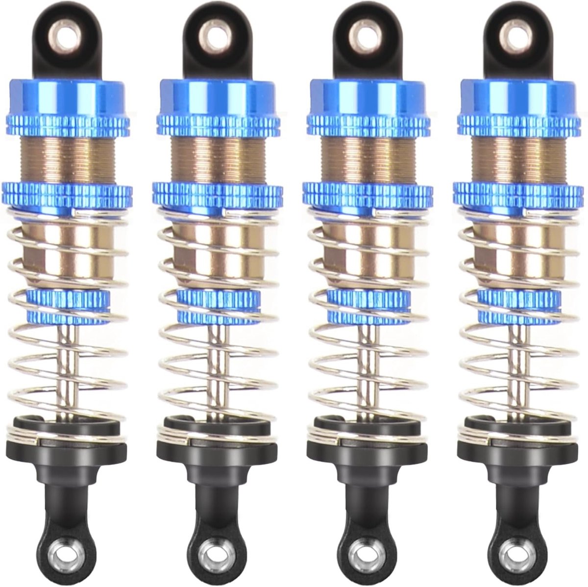 Geoliede aluminium schokdempers 66 mm voor 1/12, 1/14 en 1/16 RC auto’s - upgrade voor WLtoys, MJX en HBX modellen, verbeterde prestaties en stabiliteit
