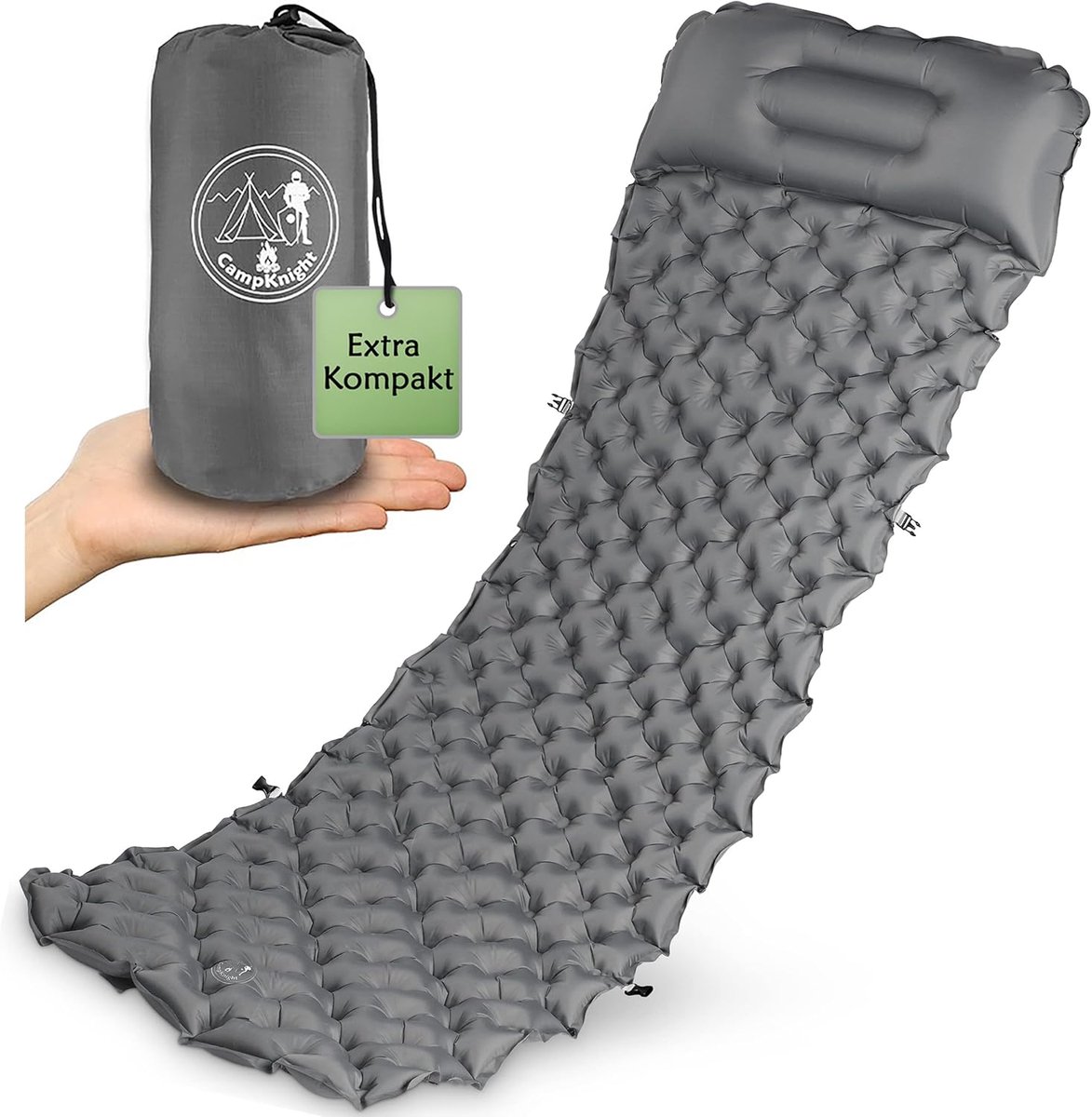 SnelShoppen - 2-in-1 Ultralight Camping Mat met Verstelbaar Kussen - Comfortabel Slapen en Zitten voor Buiten - Ideaal voor Kamperen, Wandelen, Reizen