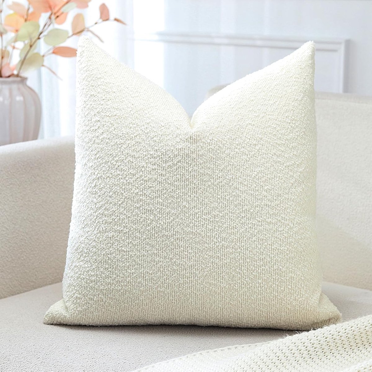 SnelShoppen - Minimalistische Velours Kussenhoezen 40x40 cm - Luxe Cream Beige Corduroy Kussens voor Woonkamer en Slaapkamer - 1 Stuk - Perfect voor S