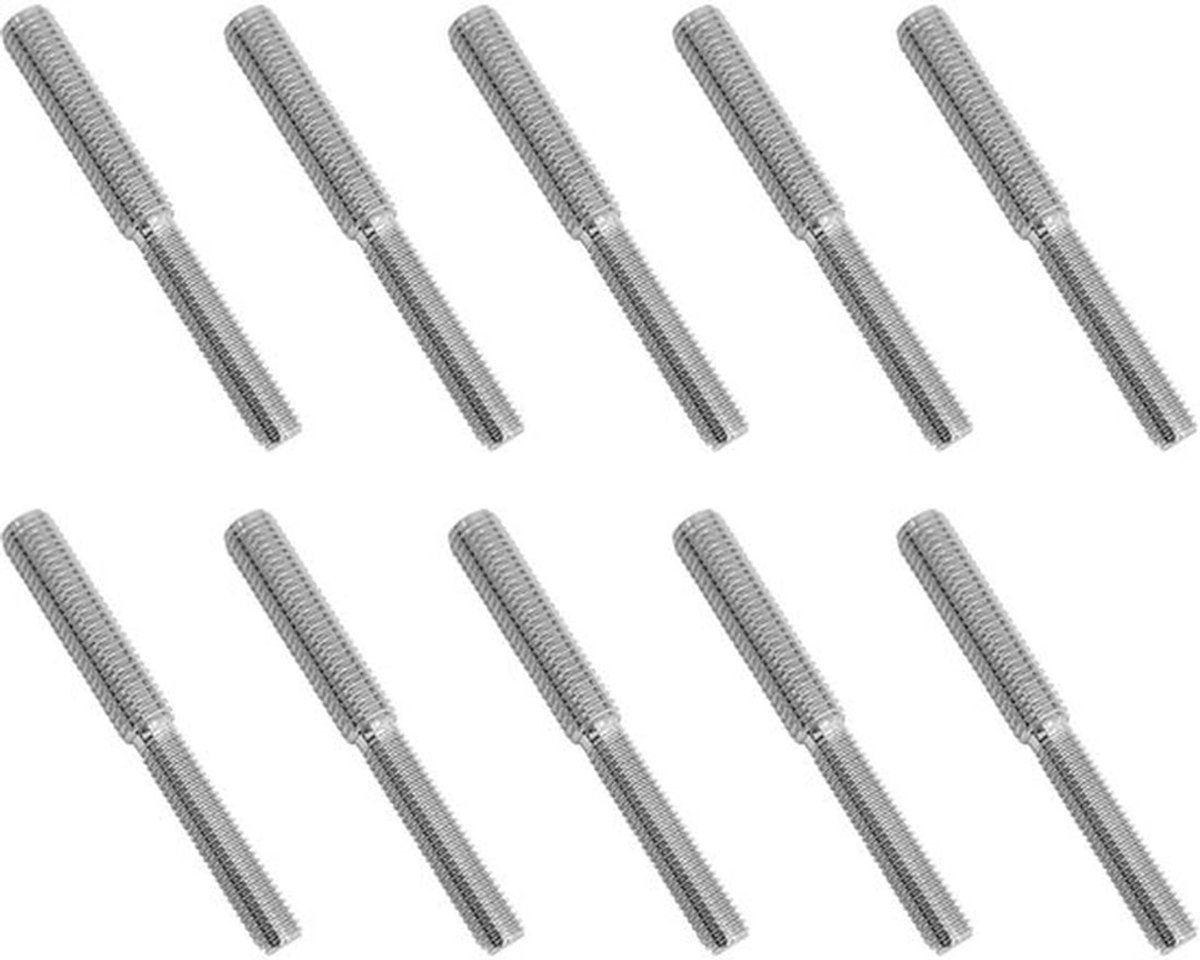 Draadadapter M10/M12 - 10 Stuks - 40mm Draadlengte - Roestvrij Staal - Hoge Sterkte - Dubbele Schroefdraad - Schroef