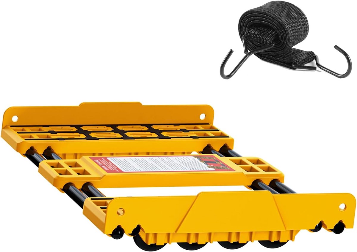 SnelShoppen - Heavy-Duty Verstelbare Dolly Kar met 2 Elastische Straps - Uitbreidbaar tot 91cm Breed, Ondersteunt Tot 2000lbs Voor Het Verhuizen van A
