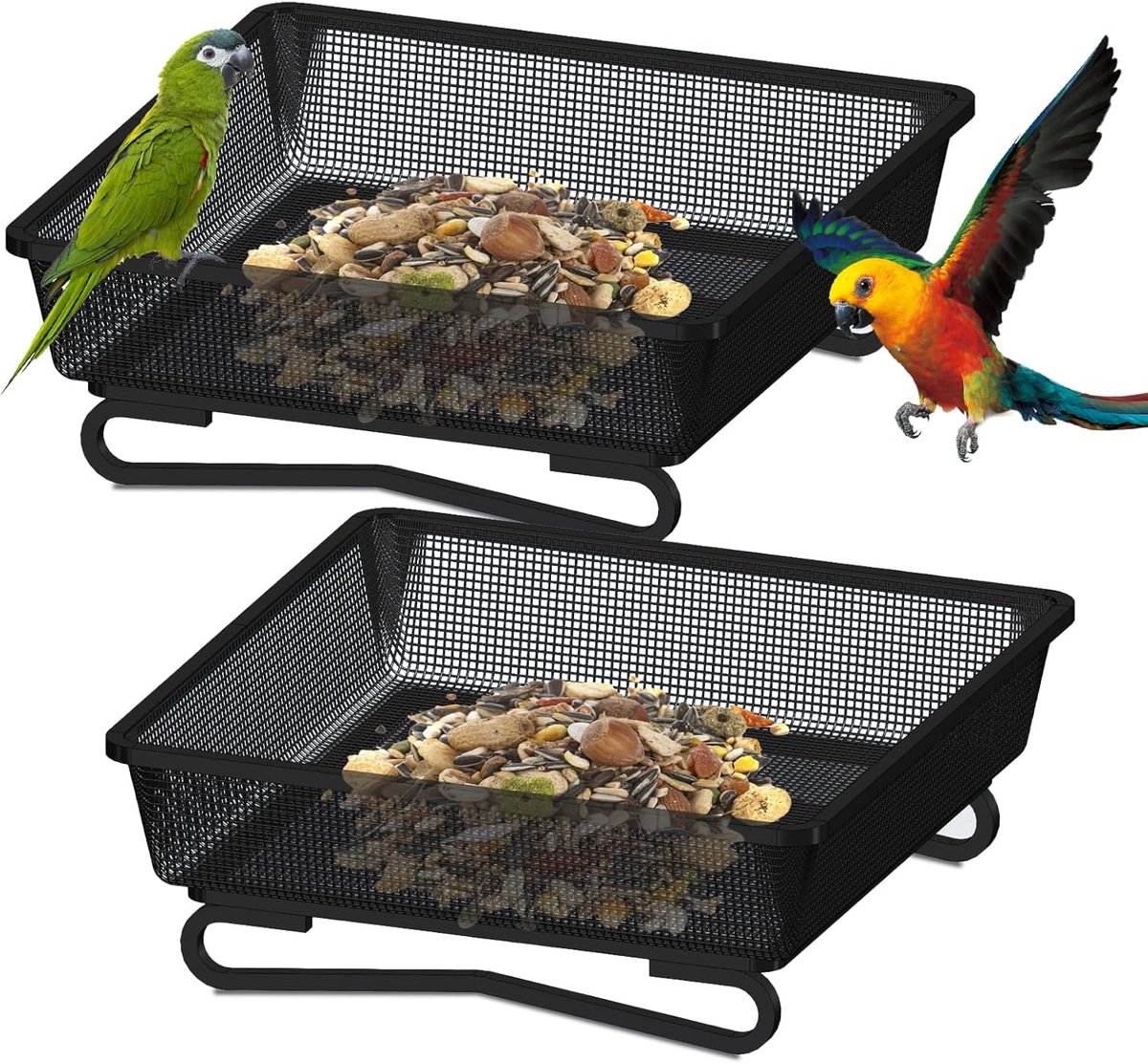SnelShoppen - Vogels Feeder Dispenser 2 Stuks - Voederhuis voor Wilde Vogels, Mezen en Eekhoorns - Duurzaam Metaal met Roestbestendige Coating - Perfe