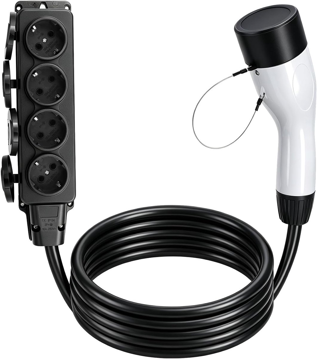 SnelShoppen - Car Charge Adapter V2L Type 2 naar EU Standaard Stopcontact Splitter met 30 cm Kabel - 3.5 kW, 16 A, Ideaal voor Camping en Thuisgebruik