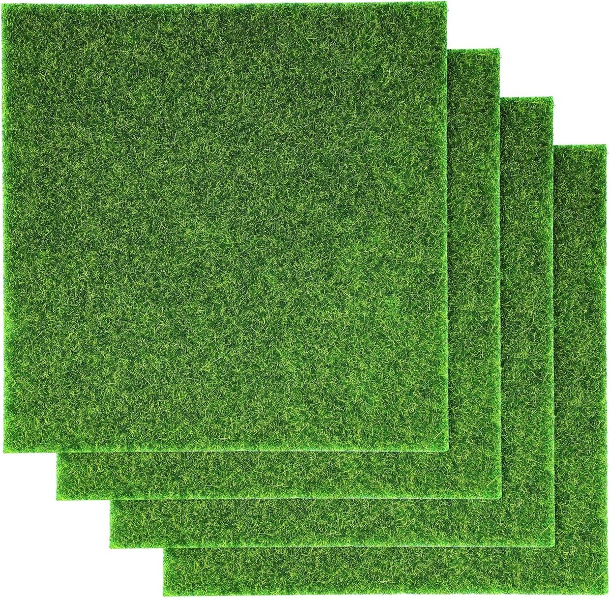 SnelShoppen - 4 Stuks Kunstgras voor Creatieve Klussen - Miniatuur Tuin Decoratie - Kunstgras voor Poppenhuis en DIY Projecten - 15x15.5cm Groen