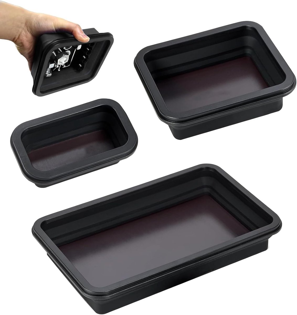 SnelShoppen - 3 Stuks Magnetische Tray Set, Vouwbare Gereedschap Organizer voor Kleine Schroeven, Moeren, Bouten, Wasringen, Silicone, Ruimtebesparend