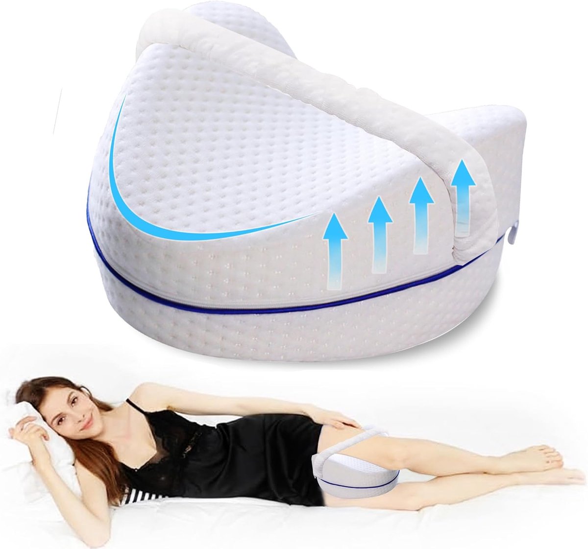 SnelShoppen - Ergonomisch Orthopedisch Been Kussen, Memory Foam Kussen voor Zijslapers, Verlicht Sciatica en Beenpijn, Ideaal voor Betere Bloedcircula
