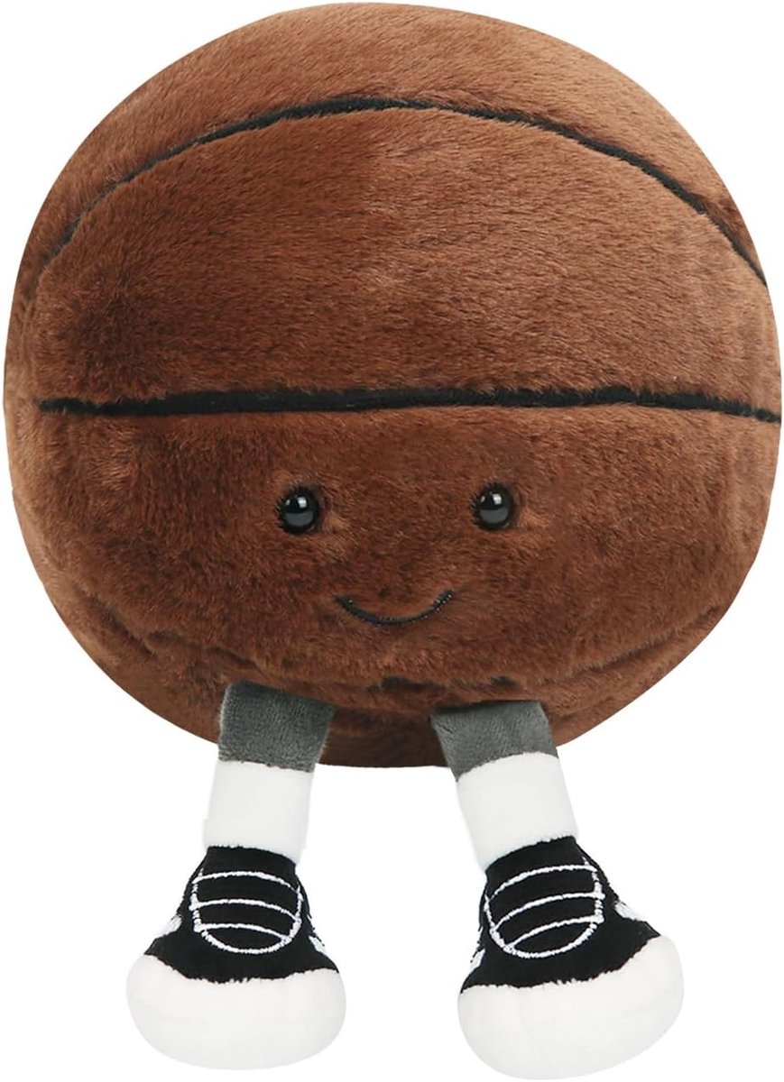 SnelShoppen - Pluche Basketbal Kussen 27 cm, Speelgoed voor Basketballiefhebbers, Pluche Basketball Cadeau voor Kinderen, Jongens en Meisjes