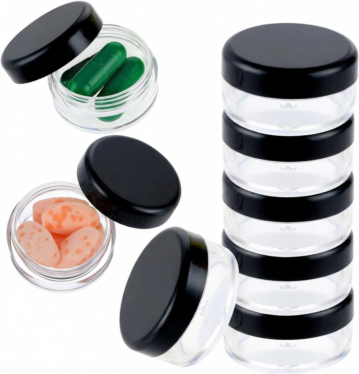 Kleine pillenorganisator voor op reis, 8 stuks draagbare pillenhouders, BPA-vrij en compact voor medicijnen, ideaal voor dagelijks gebruik en onderweg