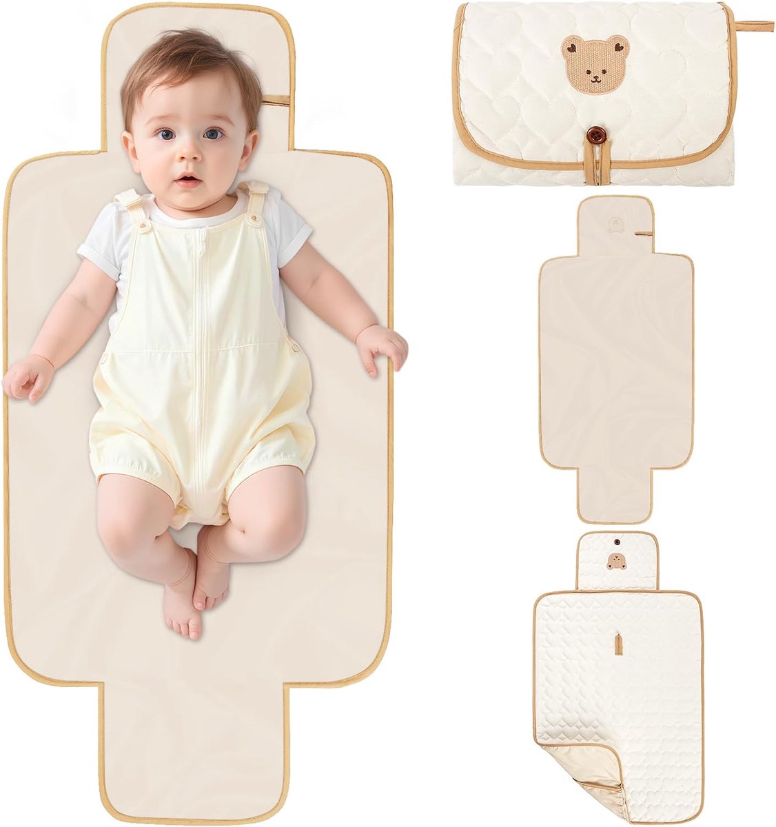 SnelShoppen - Opvouwbaar en Wasbaar Luieronderlegger Aankleedkussen voor Onderweg met Poetszak - Reisaankleedkussen voor Baby, Geschikt voor Kinderwag