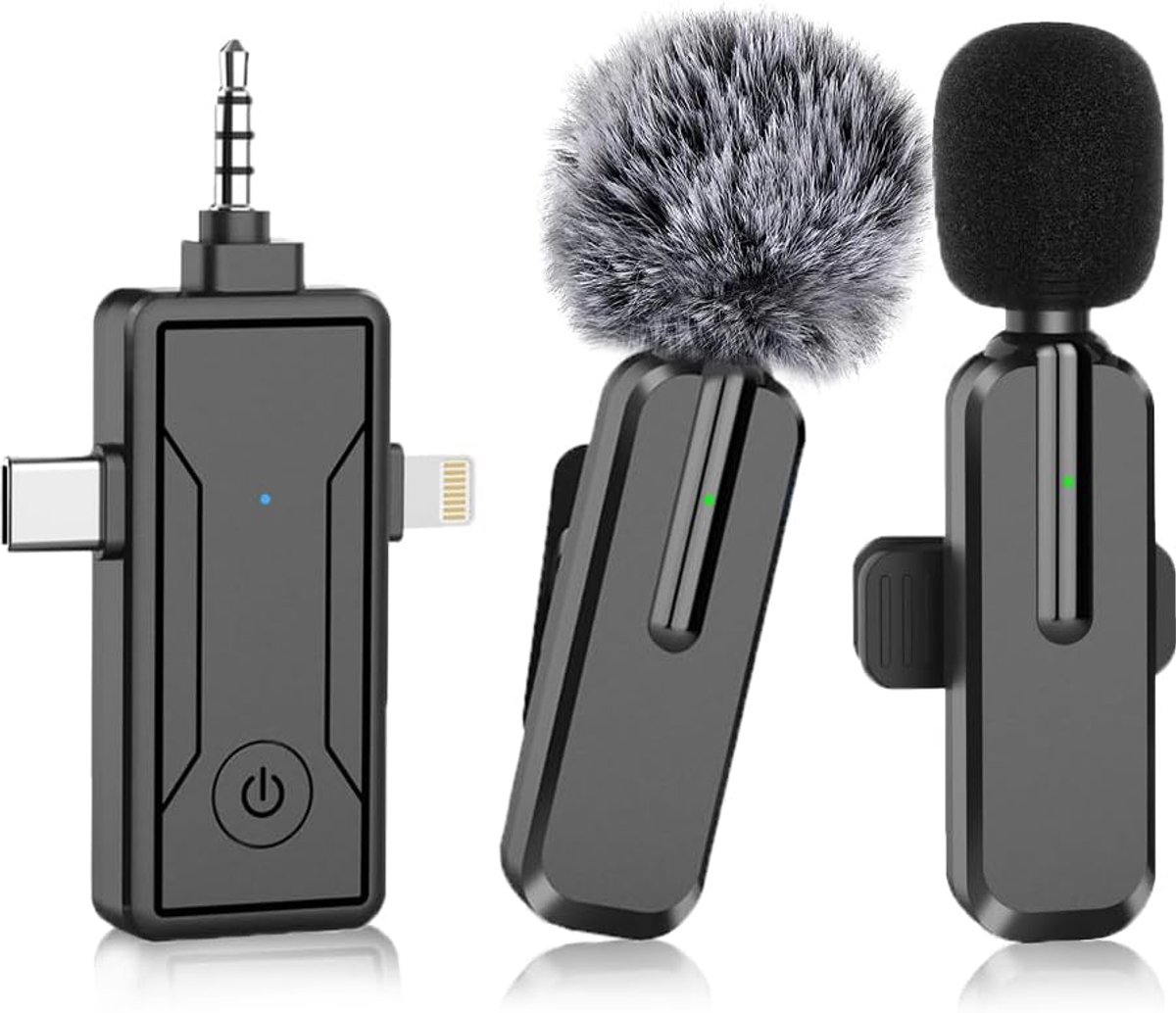 SnelShoppen - Set van 2 Draadloze Lavalier Microfoons - Professionele Clip Microfoon voor iPhone, Android, Camera's - Mini Kraag Microfoon voor Video