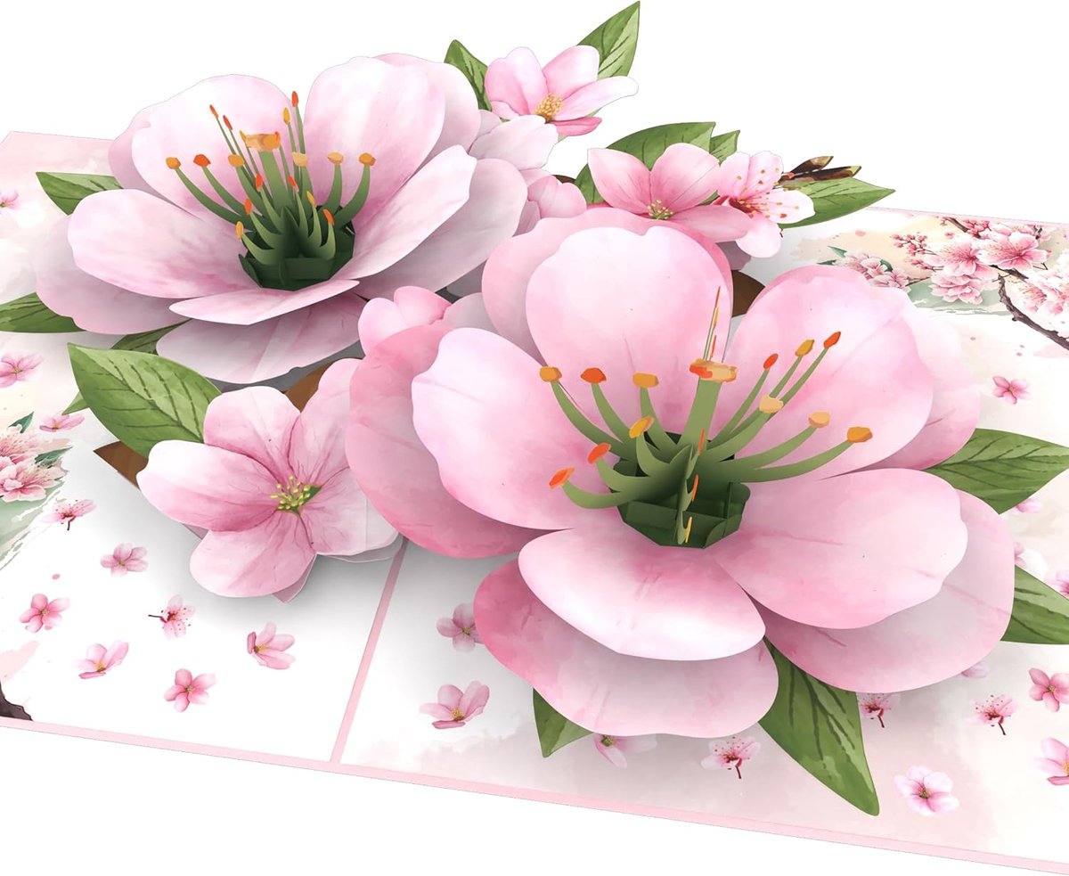 Pop-Up Kaart – Japanse Kersenbloesem – 3D wenskaart voor een verjaardag, Sakura boom bloemenkaart | Sakura kersenbloesemkaart voor verjaardag, Moederdag of voor herstel, als waardebon of geldcadeau