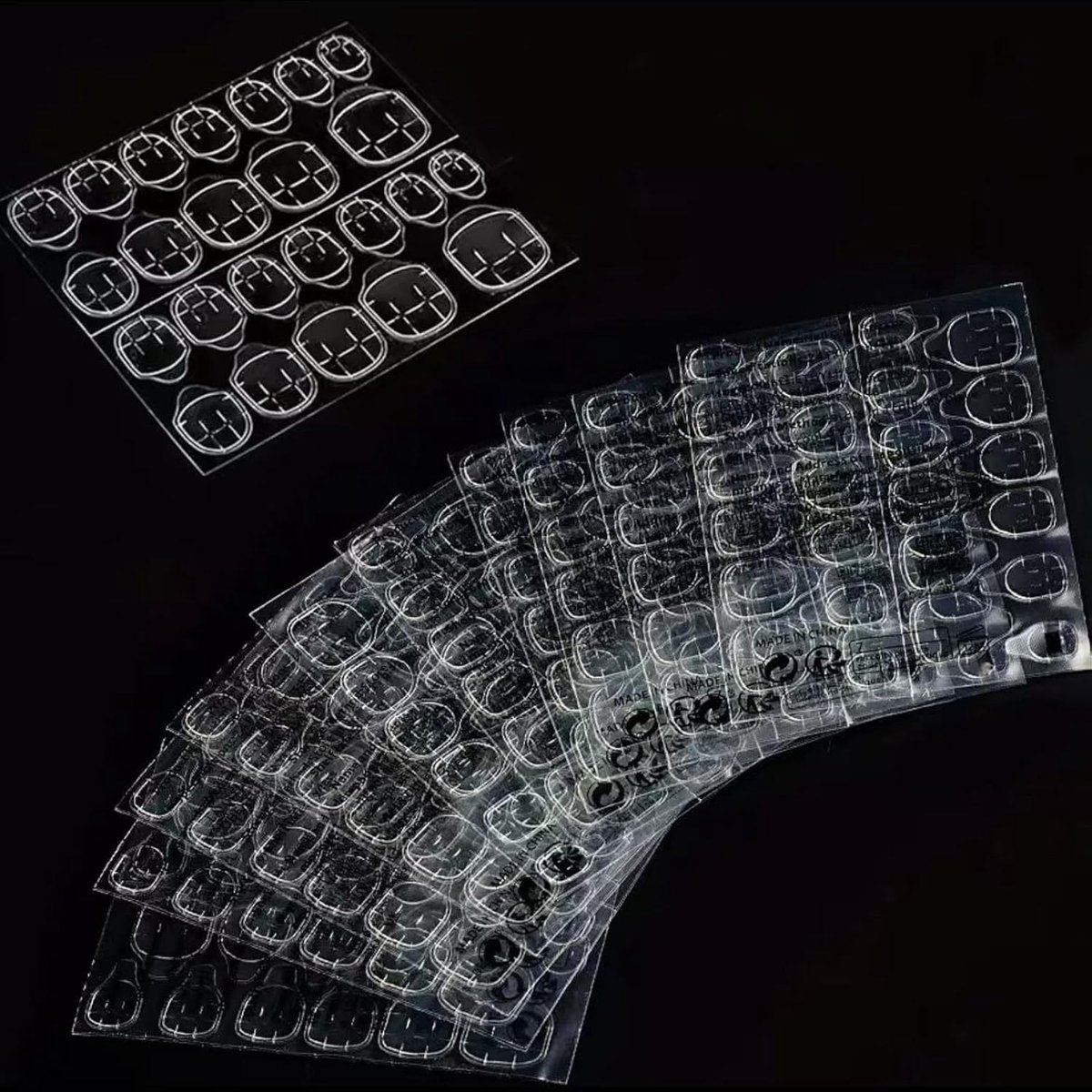 SnelShoppen - 1200pcs Dubbelzijdige Nagel Lijm Pads, 50 Vellen, Jelly Gel Stickers, 12 Maten voor Nagels, Nagelsalon Accessoires, Manicure Decoratie