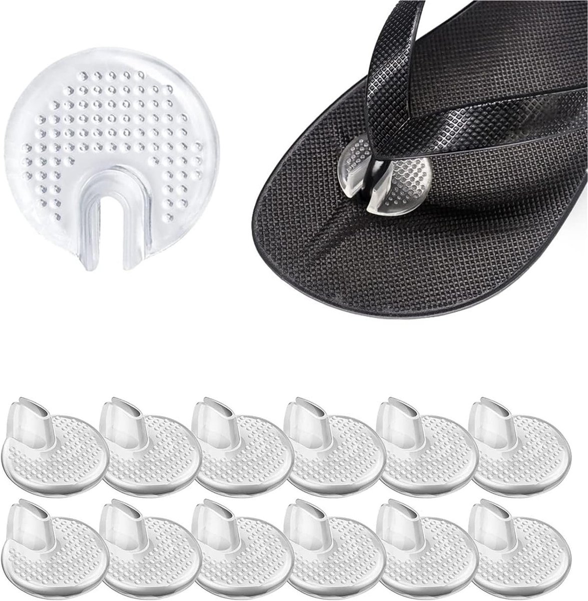 Siliconen Teen Kussentjes voor Flip Flops - Zelfklevende Teen Spreiders en Comfort Kussens tegen Pijn en Blaren voor Dames en Heren, Transparant en Antislip