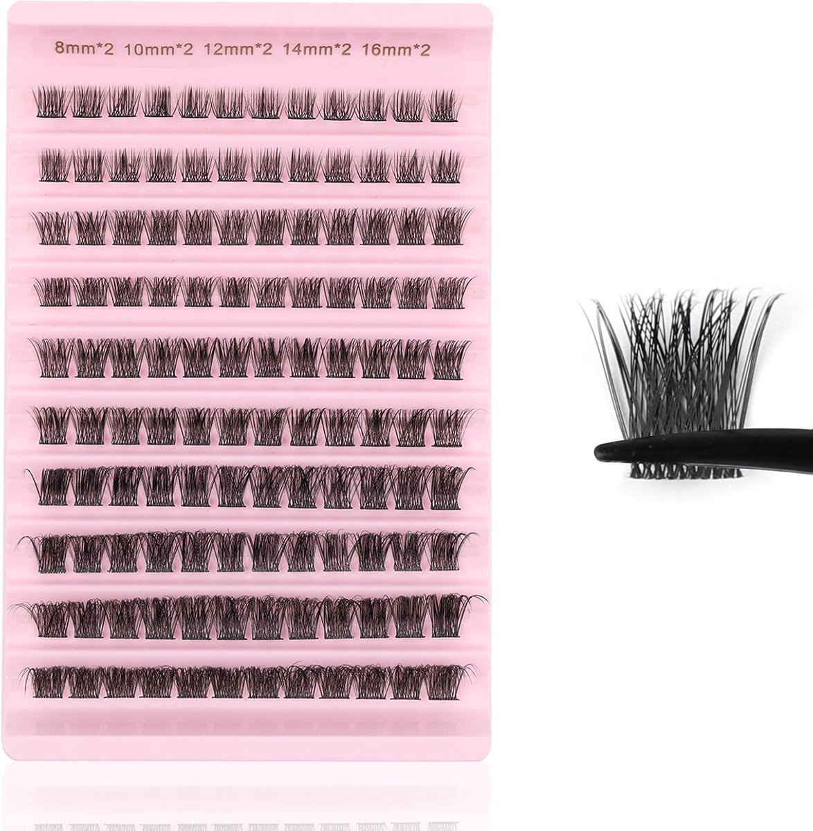 SnelShoppen - Kunstmatige Wimperextensions D-Curl, Cluster, Natuurlijke Wimpers, DIY Individuele Wimpers, Herbruikbaar, 190-16 mm Mix, 120 Stuks