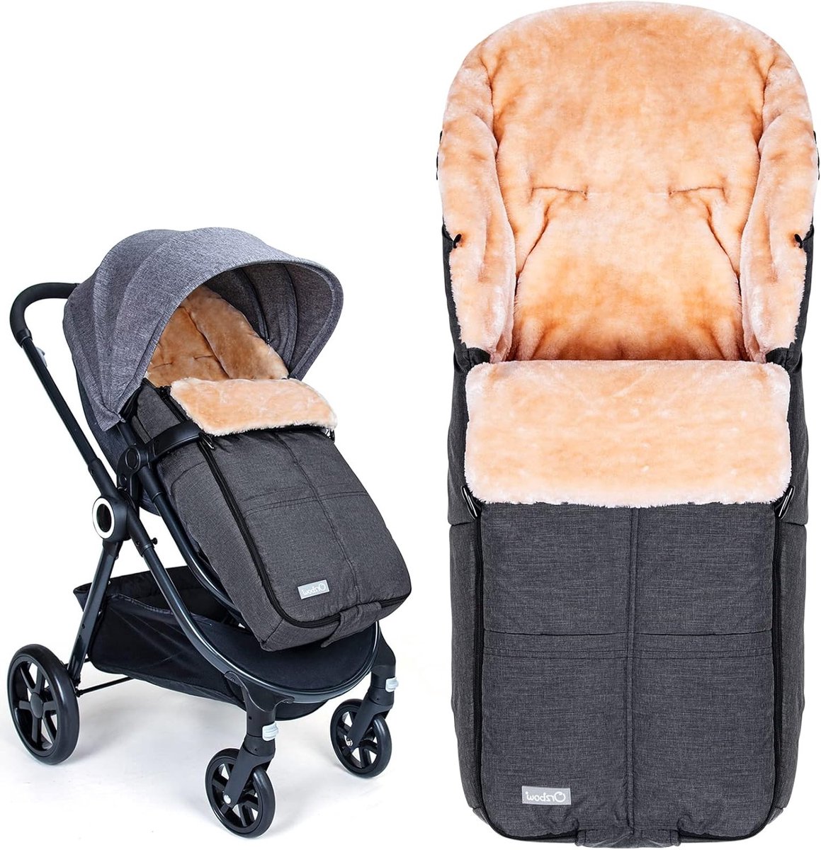 Voetenzak Kinderwagen - Baby slaapzak - Warmte Buiten - Afneembare Voering - 98 x 34 cm - Lichtgrijs