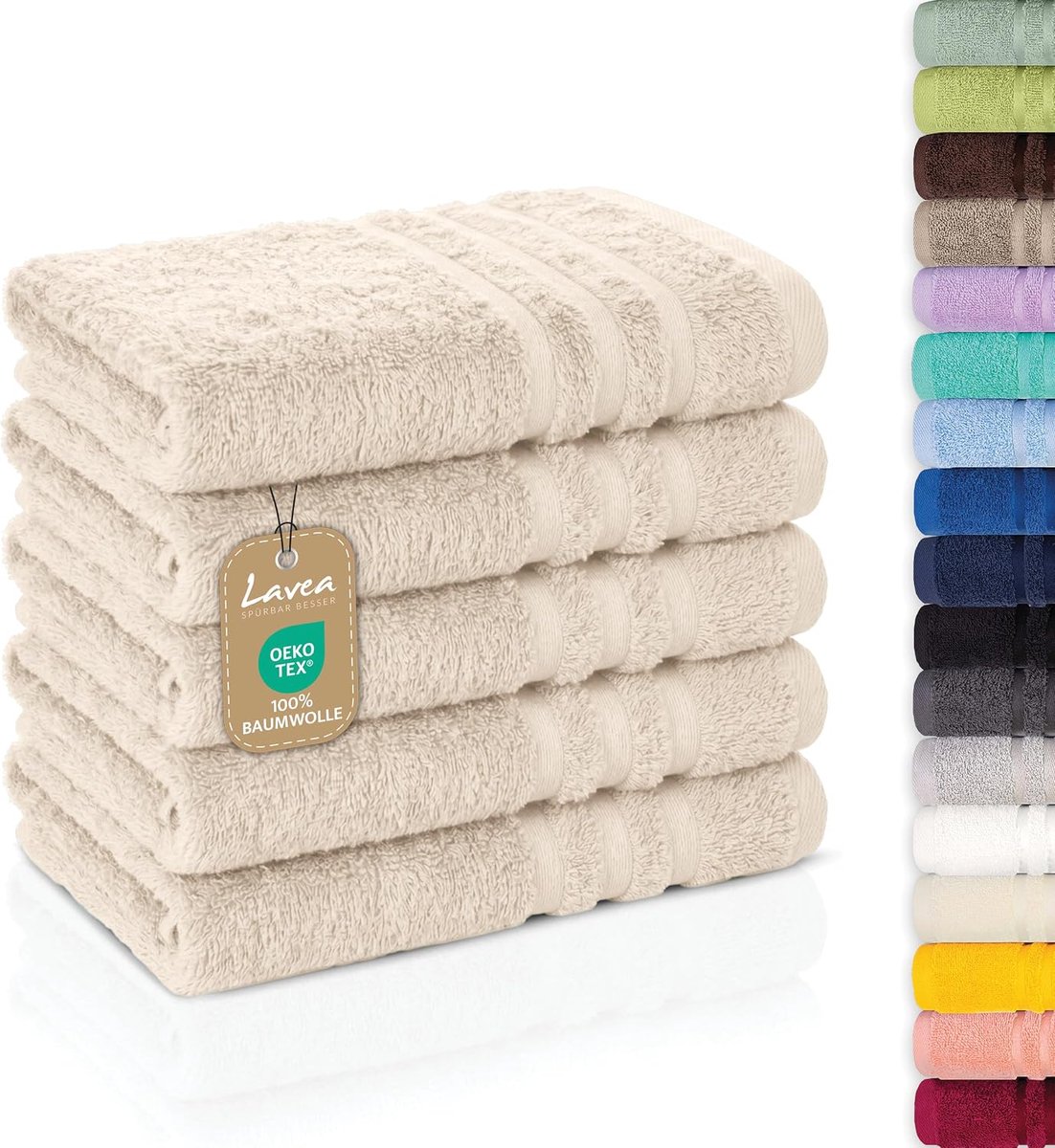 SnelShoppen - Set van 5 Gastendoeken 30×50 cm - 100% Katoen - Zacht & Absorberend - Premium Kwaliteit voor Badkamer, Hotel & Spa - Crèmekleurig