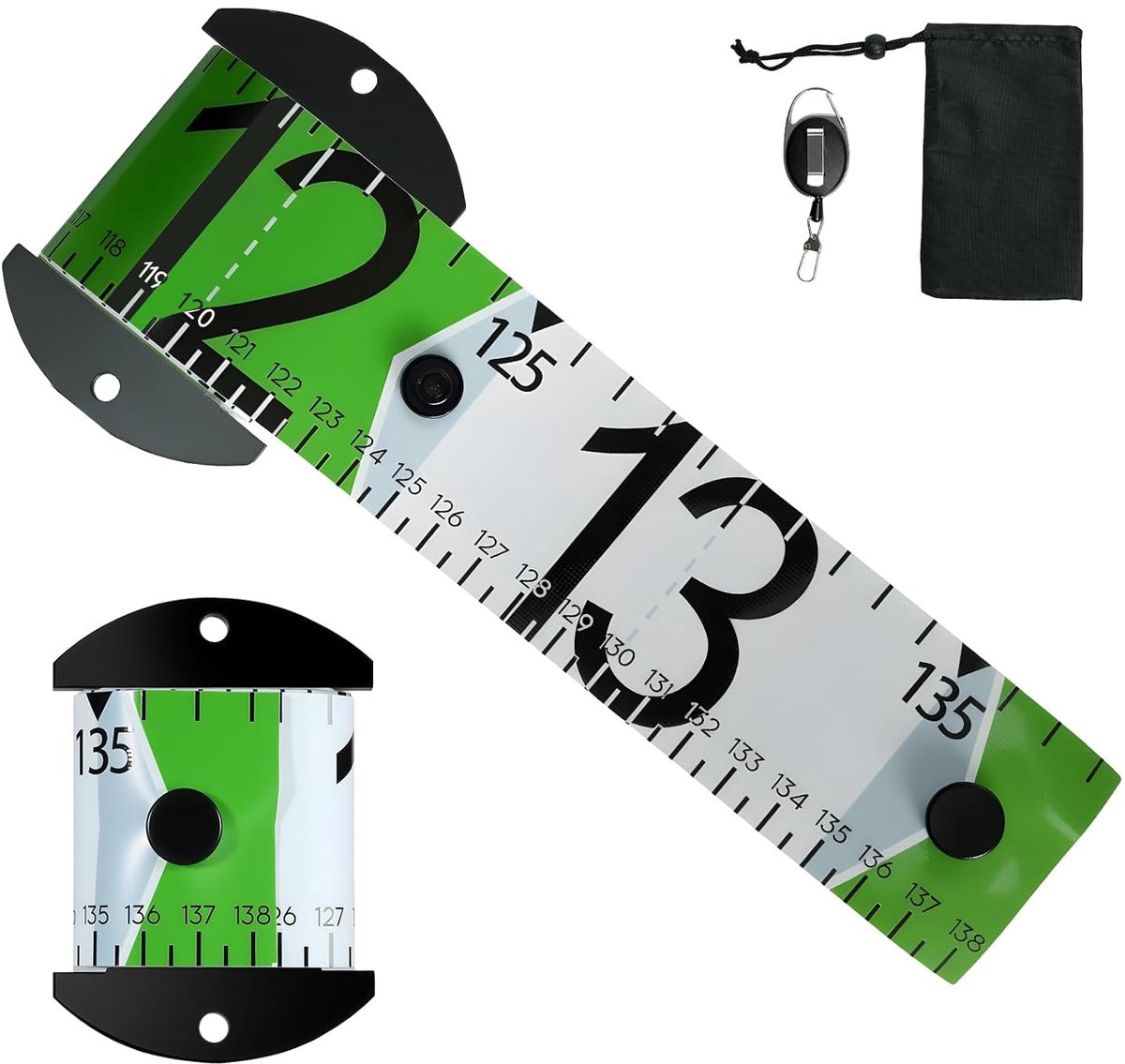 SnelShoppen - Meetlint voor het meten van vissen - 5 x 138 cm PVC - Roll-up Vis Ruler met Gemakkelijke Sluiting en Opbergtas - Ideaal voor Buiten Viss