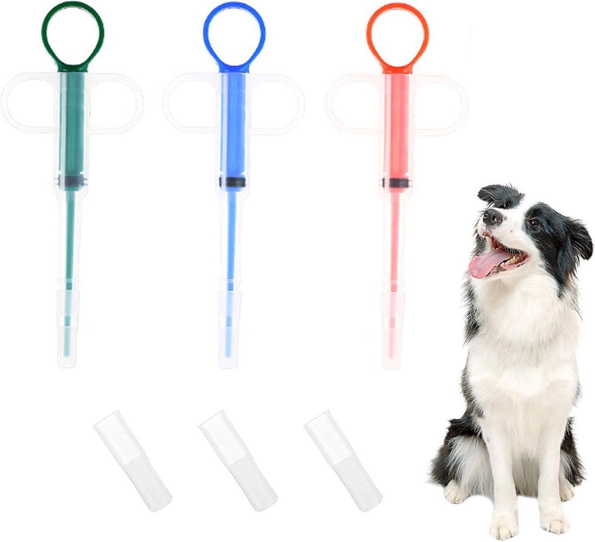 6 Stuks Pillenlauncher voor Honden en Katten - Vloeibare Medicijndispenser en Diergeneeskundige Hulpmiddelen in Rood, Blauw en Groen