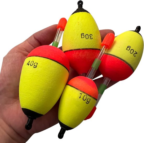 SnelShoppen - 8-16 Stuks Multifunctionele Hengel Float - Wit, Zwart, Rood, Geel - EVA Schuim Vissers Float - Hoogwaardige Kwaliteit - 10g, 20g, 30g, 4 van Snelshoppen — afbeelding 2