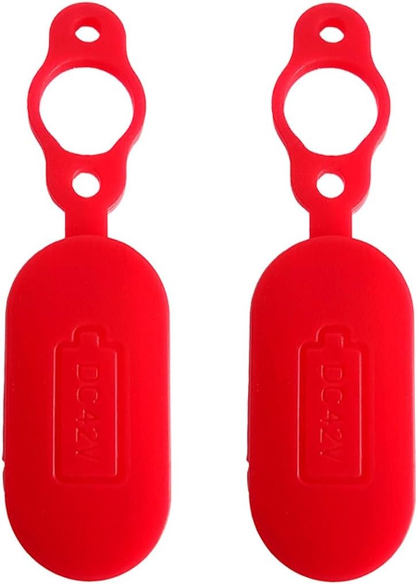 SnelShoppen - 2x Waterdichte Oplaadpoort Kap voor Elektrische Scooter, Duurzame Rubber Oplader Bescherming, 58x16mm, Rood, Ideaal voor Xiaomi M365