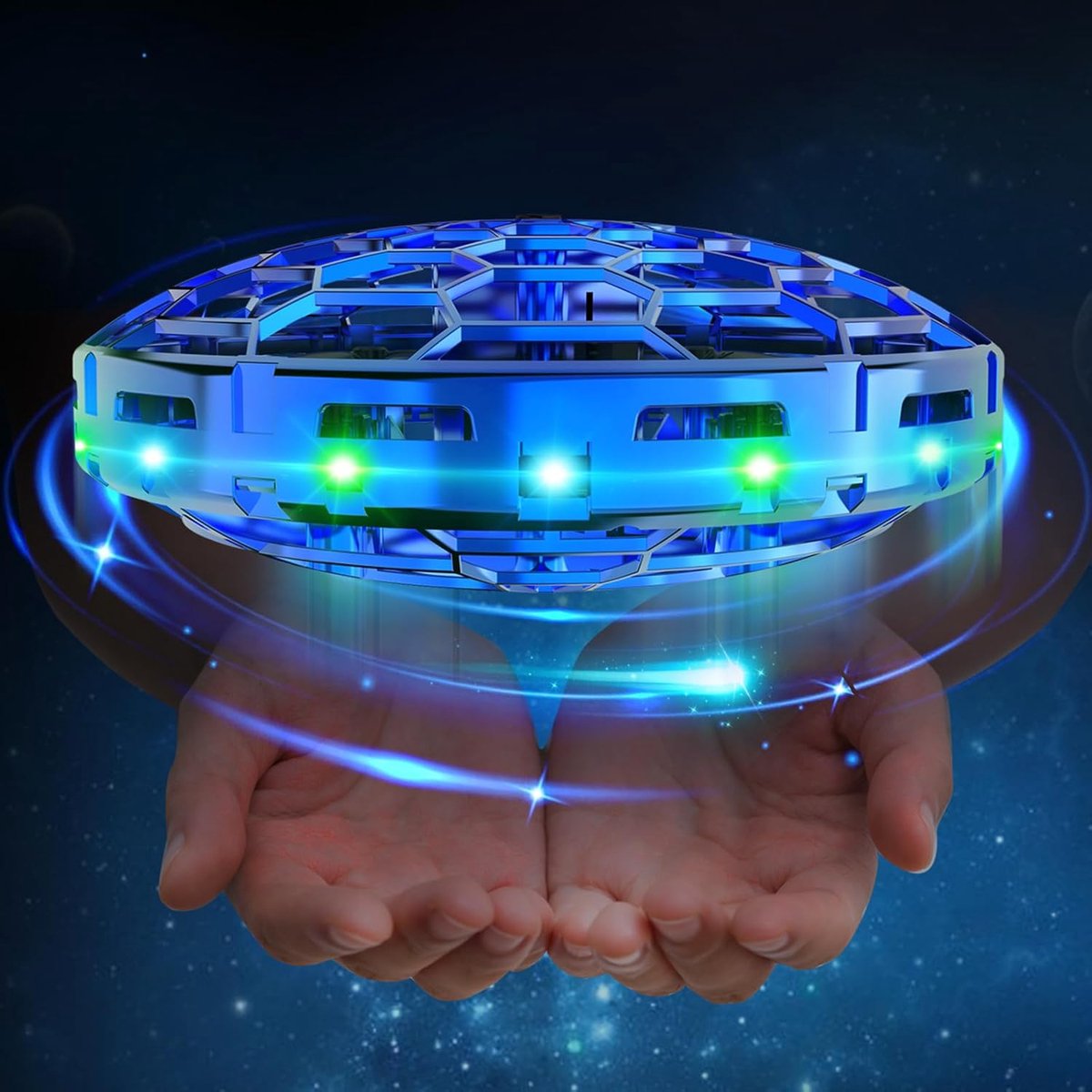 SnelShoppen - Mini UFO Drone Flying Ball, Handgecontroleerd Vliegend Speelgoed, 360 Graden Draaiend, LED Licht, Binnen en Buiten, Cadeau voor Kinderen
