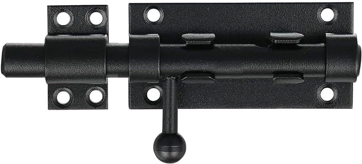 SnelShoppen - Heavy Duty Schuifpoortslot met Hangslotgaatje, 304 RVS Beveiligingsslot, 12mm Dia. Zwart (105MM Zwart) - Voor Deur, Kast, Schuur, Garage