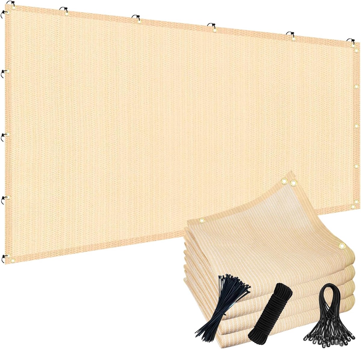 SnelShoppen - 90% Zonnescherm Doek 6x10ft/1,8x3 m Beige | Ademend, Scheurbestendig, UV-bestendig, Weerbestendig, Waterbestendig voor Tuin, Patio, Vera