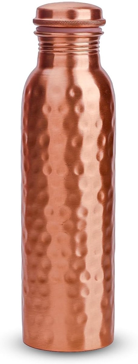 SnelShoppen - Authentieke Gehamerde Koperen Waterfles - Duurzaam, Elegant, Gezond en Ideaal voor Hydratatie - Vintage Design - Perfect voor Thuis, Cam