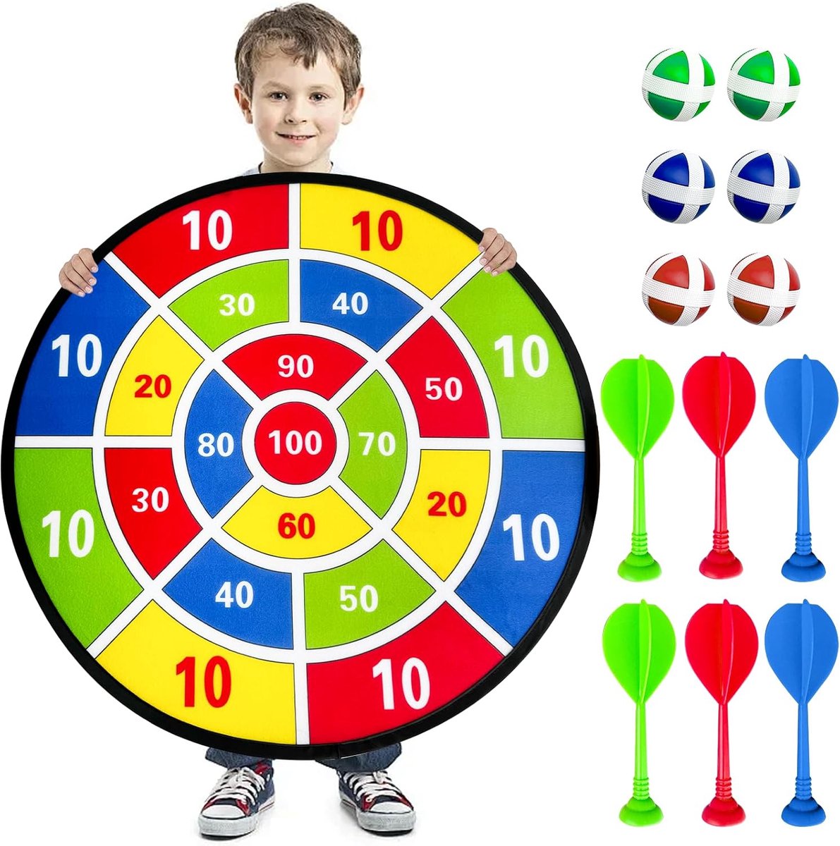 SnelShoppen - 29" Kinderdartbord met Ballen, Vouwbare Dartboard voor Kinderen, Buiten Spel, Feest Spel, Verjaardagscadeau, Veilig Speelgoed